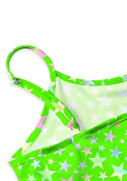 Green Alpha Male Y2K Print Slip Dress Cherrykitten