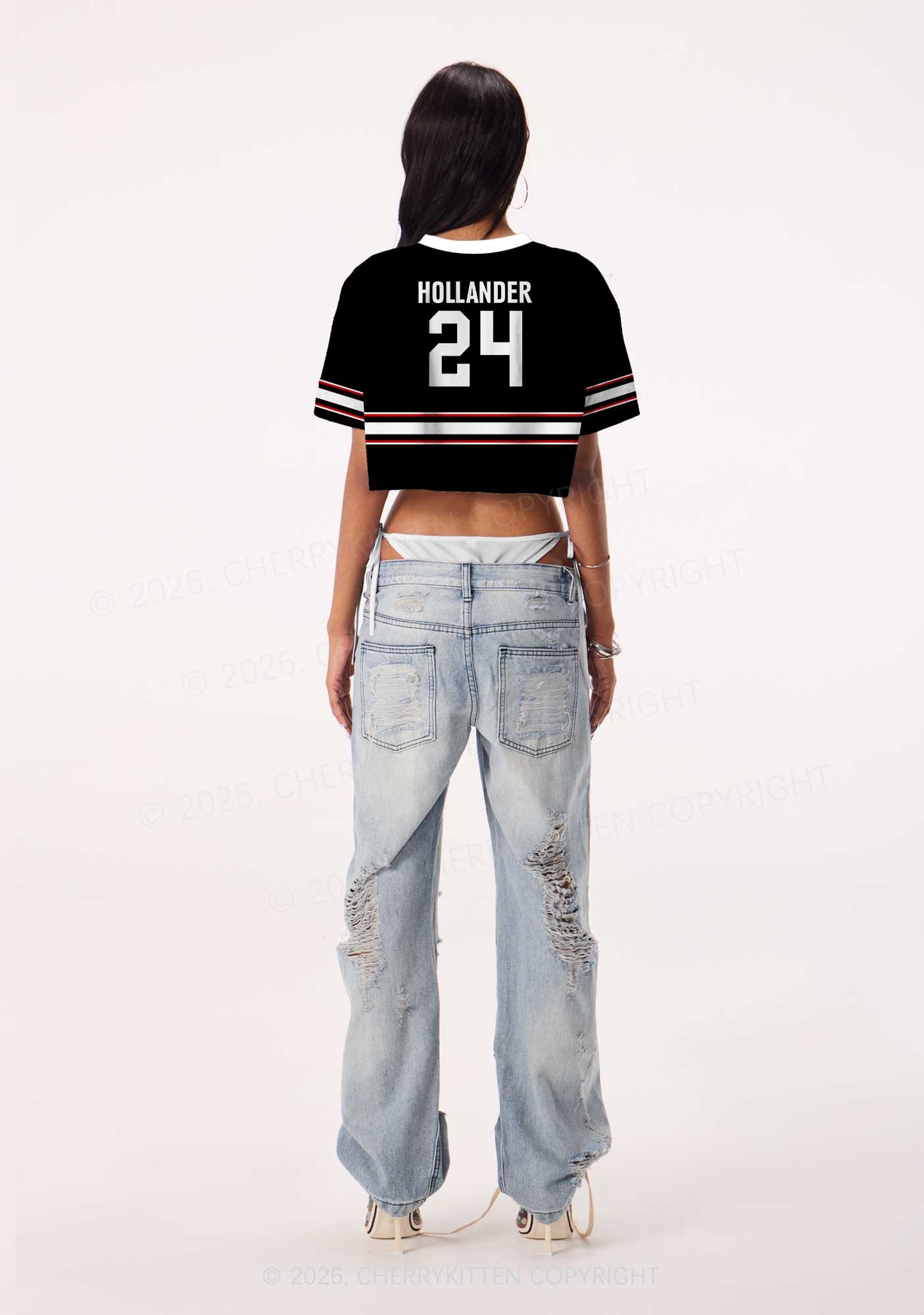 Blue Gaze HR Y2K Crop Sport Jersey Shirts Cherrykitten