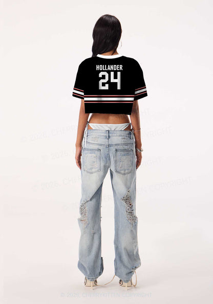 Blue Gaze HR Y2K Crop Sport Jersey Shirts Cherrykitten