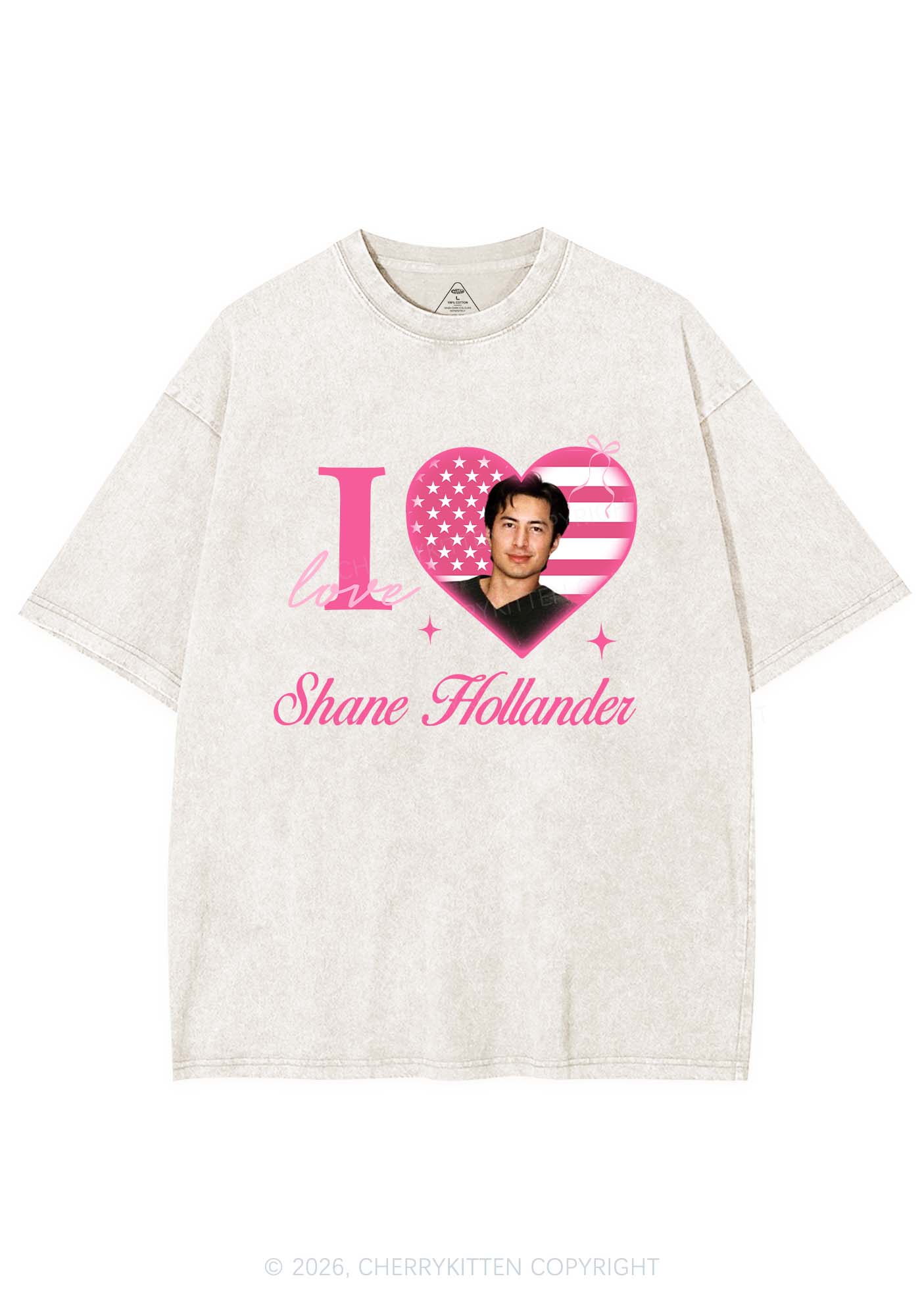 I Love SH HR Y2K Shirts Washed Tee Cherrykitten
