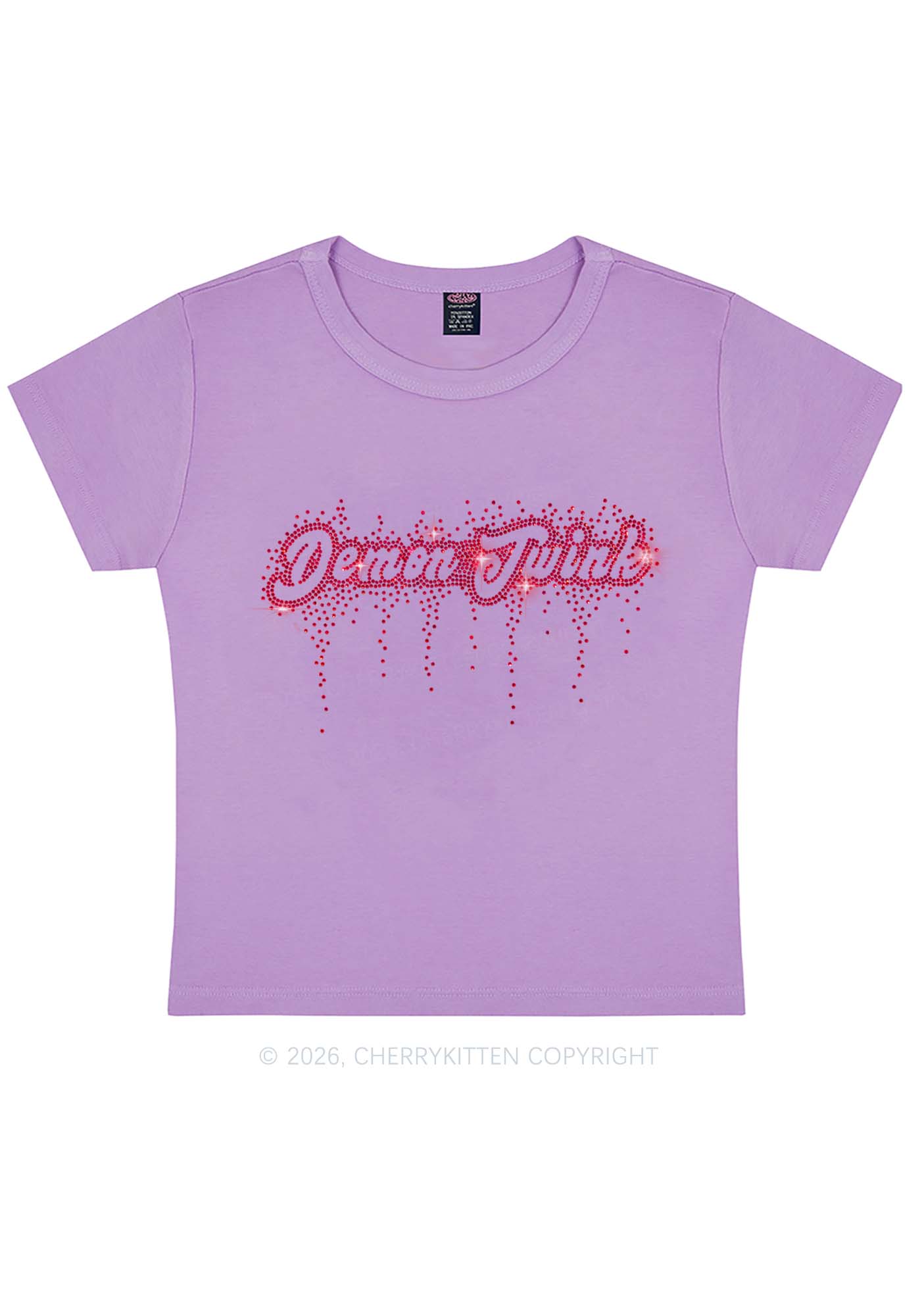 Rhinestone Demon Twink Pride Y2K Baby Tee Cherrykitten