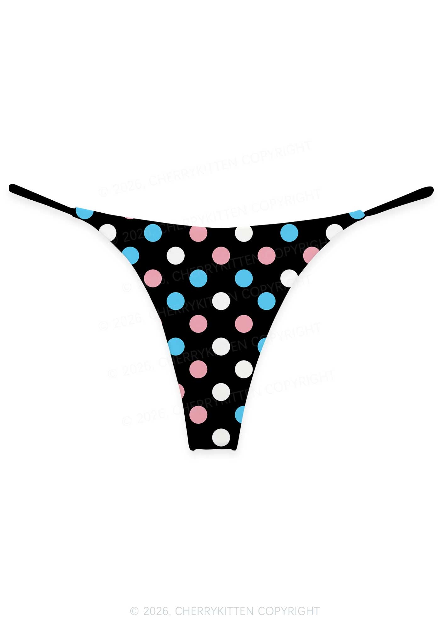 Trans Dots On Black Pride Y2K Print Bikini String Thong Cherrykitten