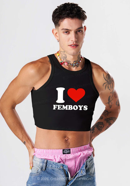 I Love Femboys Pride Y2K Crop Tank Top Cherrykitten