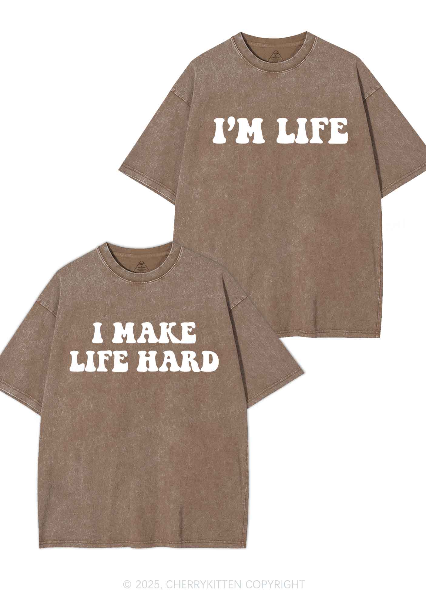 I Make Life Hard Y2K Valentine's Day Washed Tee Cherrykitten