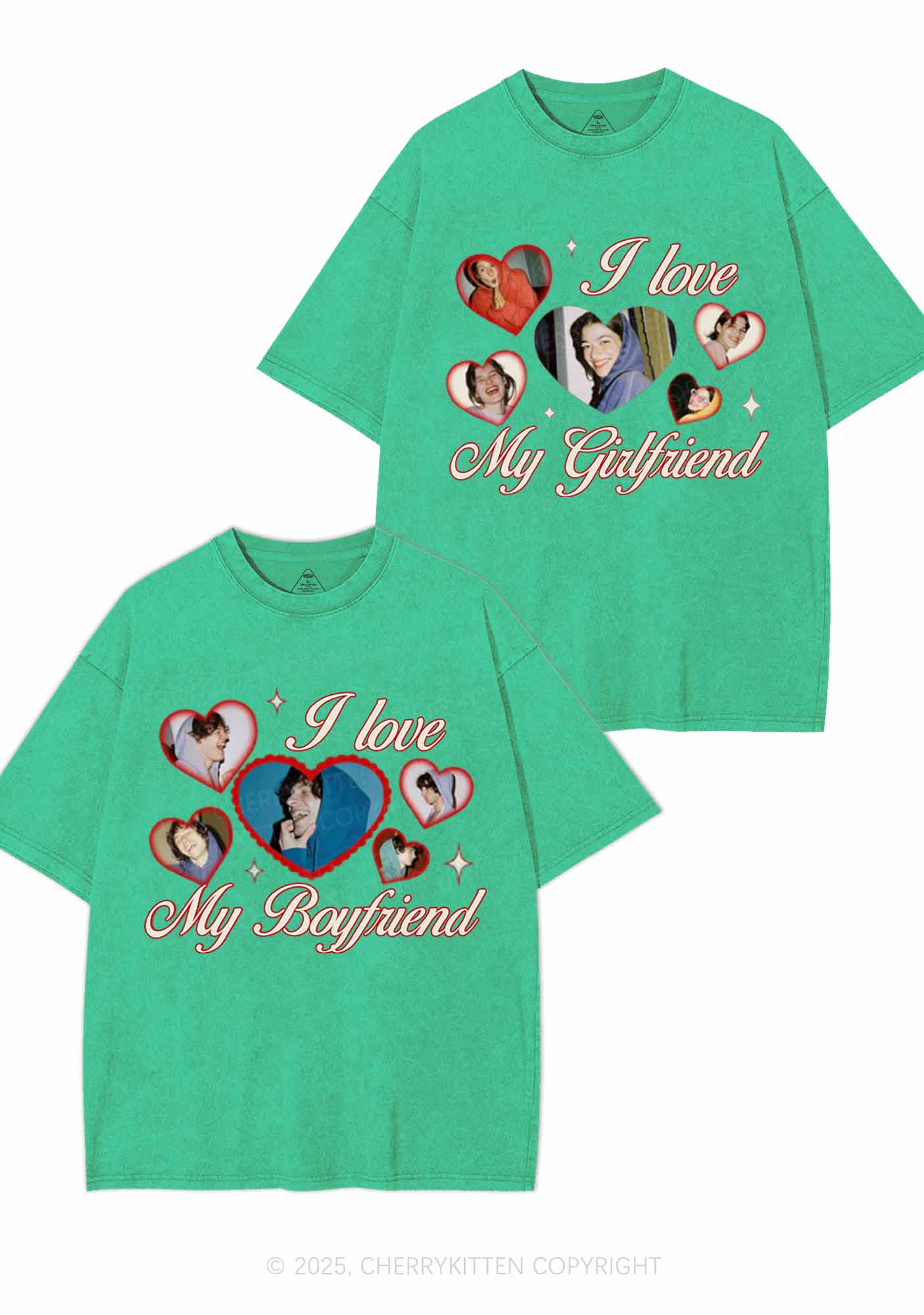 Custom Boyfriend Girlfriend Photos Y2K Valentine's Day Washed Tee Cherrykitten