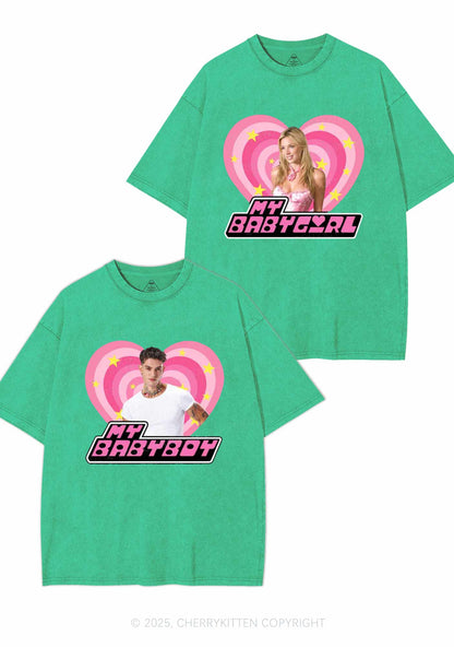 Custom Photo My Baby Y2K Valentine's Day Washed Tee Cherrykitten