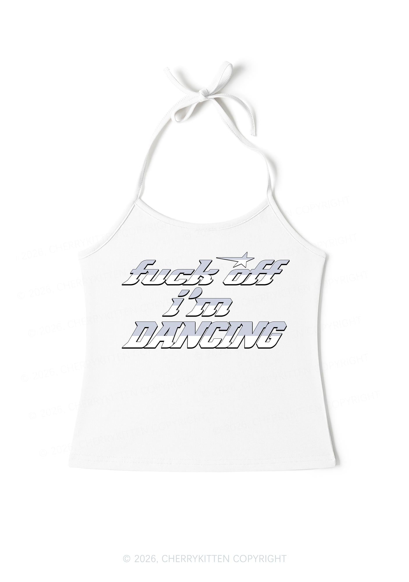 Fxxk Off Im Dancing Y2K Halter Neck Cami Cherrykitten