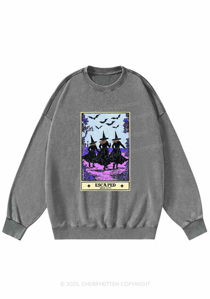Halloween Escaped Witch Y2K Washed Sweatshirts Cherrykitten