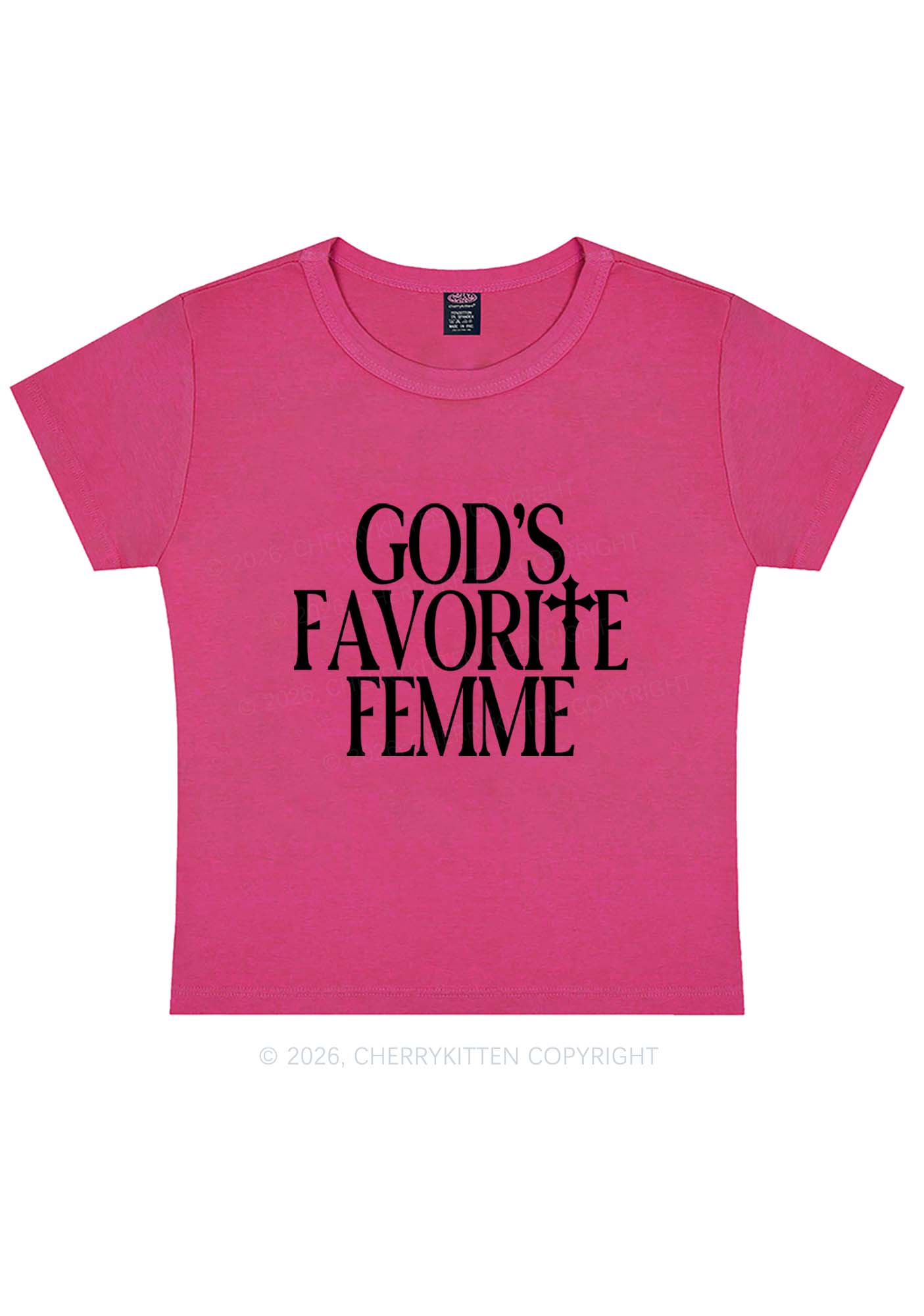 Gods Favorite Femme Pride Y2K Baby Tee Cherrykitten