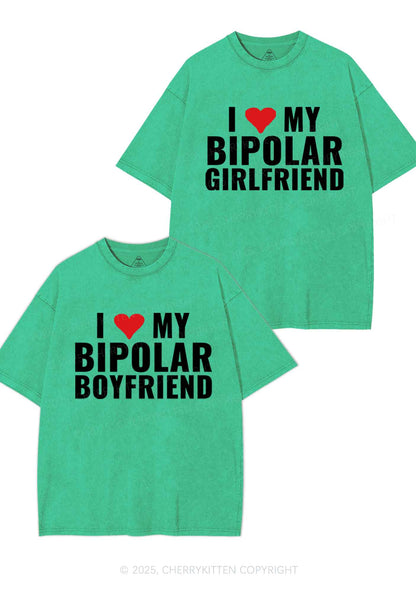 I Love My Bipolar GF BF Y2K Valentine's Day Washed Tee Cherrykitten
