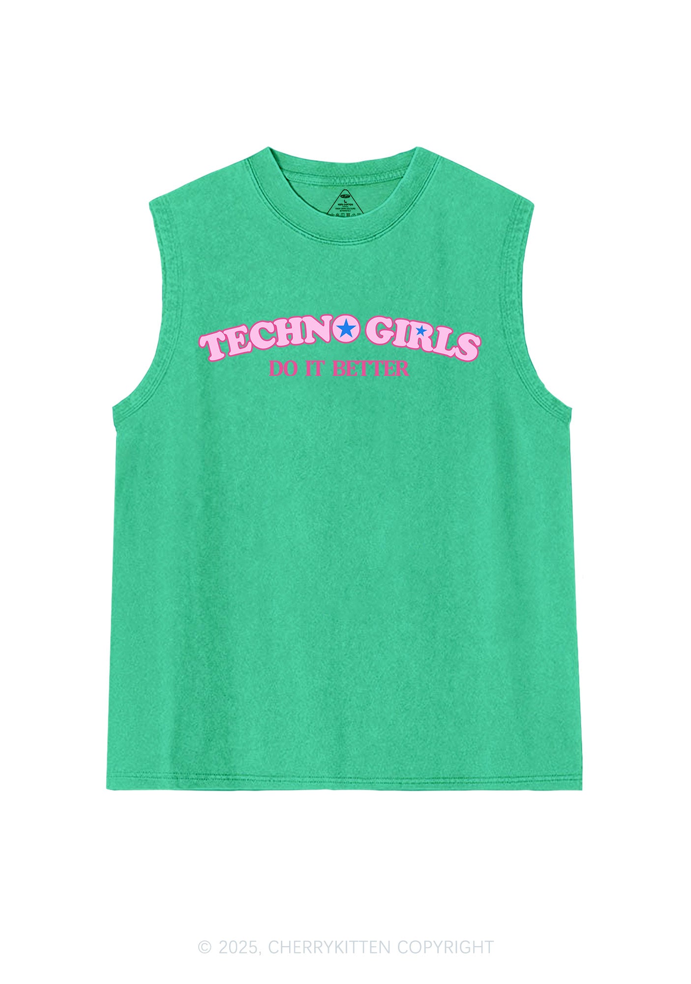 Techno Girl Do Better Y2K Washed Muscle Tank Cherrykitten