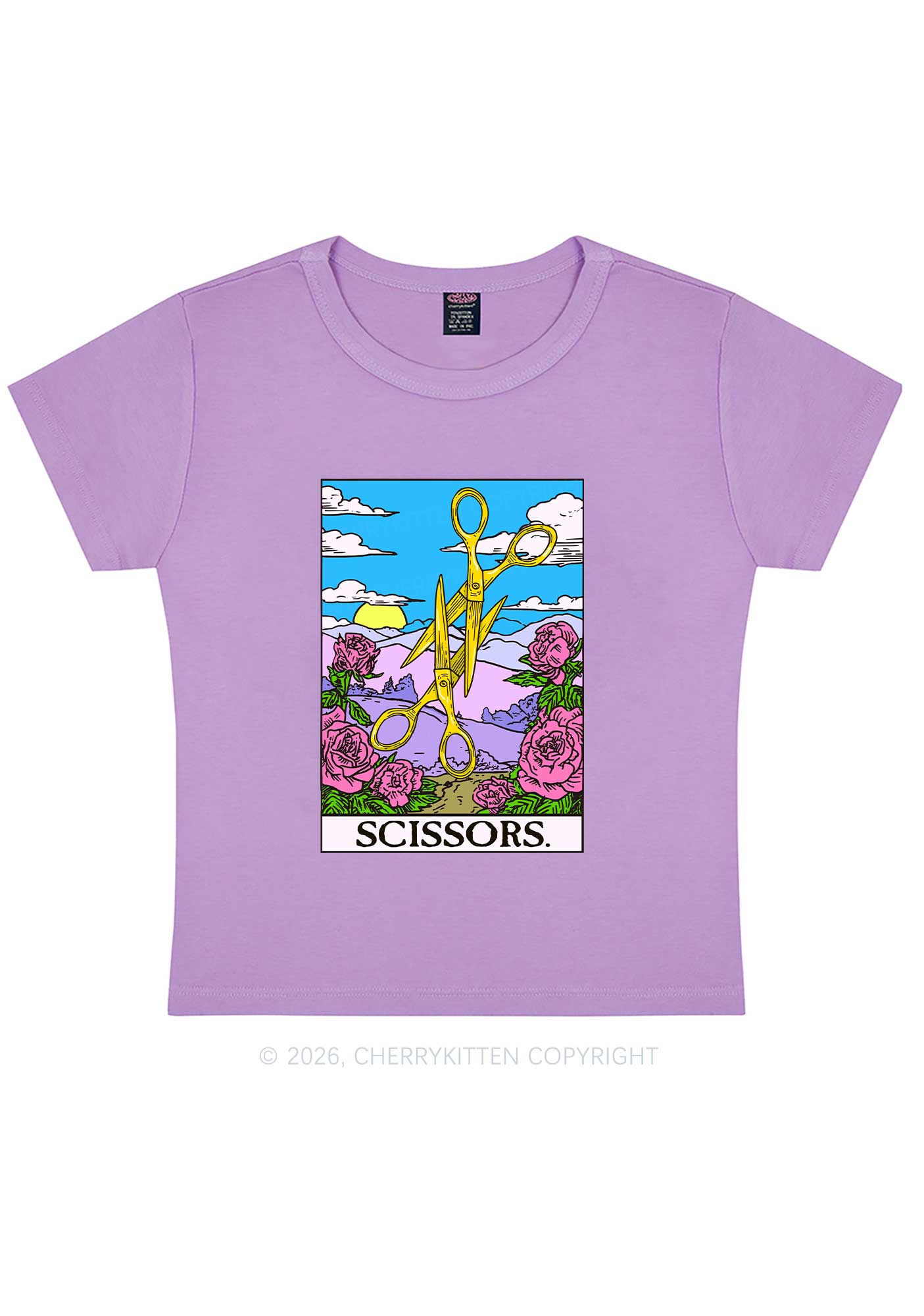 Yellow Scissors Pride Y2K Baby Tee Cherrykitten