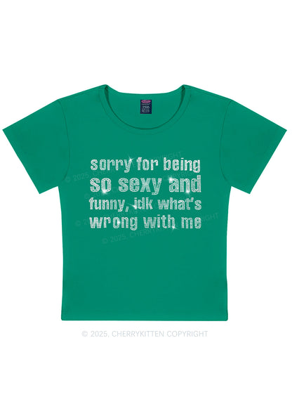 Rhinestone Sorry For Being So Funny Y2K Baby Tee Cherrykitten