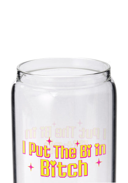 Put The Bi In Bxxch Pride Y2K Printed Glass Cup Cherrykitten