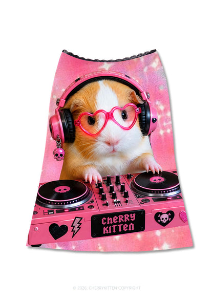 DJ Guinea Pig Y2K Print Midi Skirt Cherrykitten