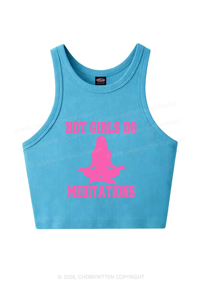 Hot Girls Do Meditations Y2K Crop Tank Top Cherrykitten
