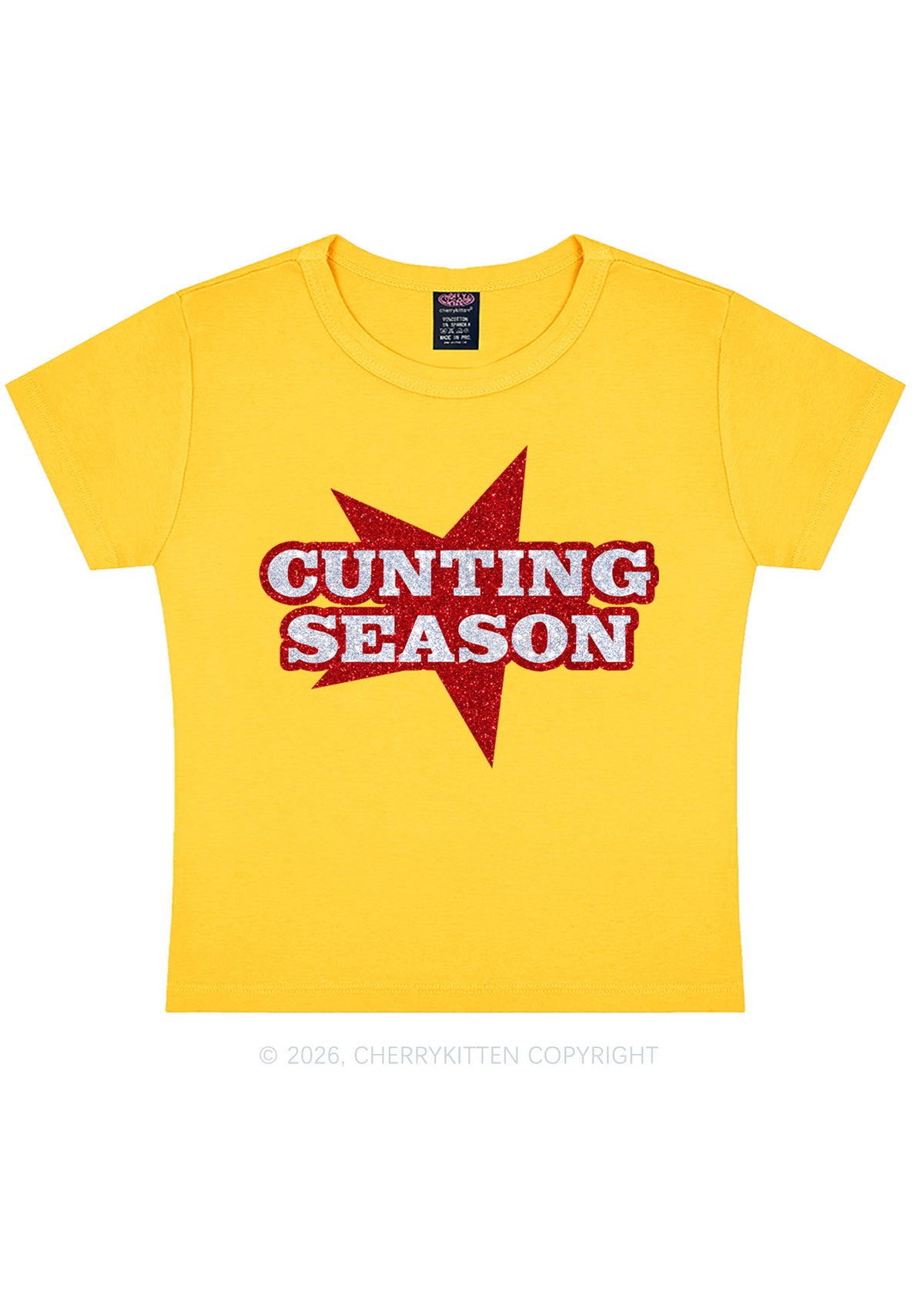 Glitter Cxxting Season Y2K Baby Tee Cherrykitten