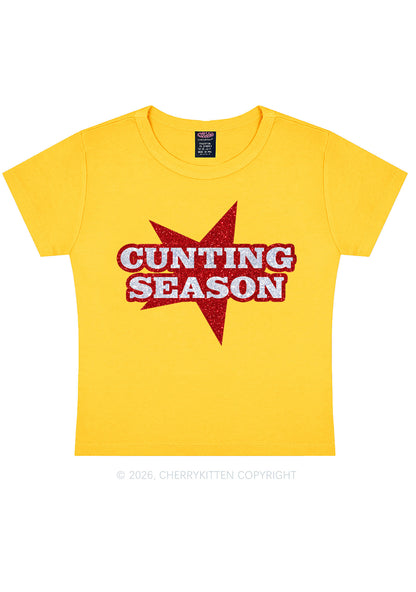 Glitter Cxxting Season Y2K Baby Tee Cherrykitten