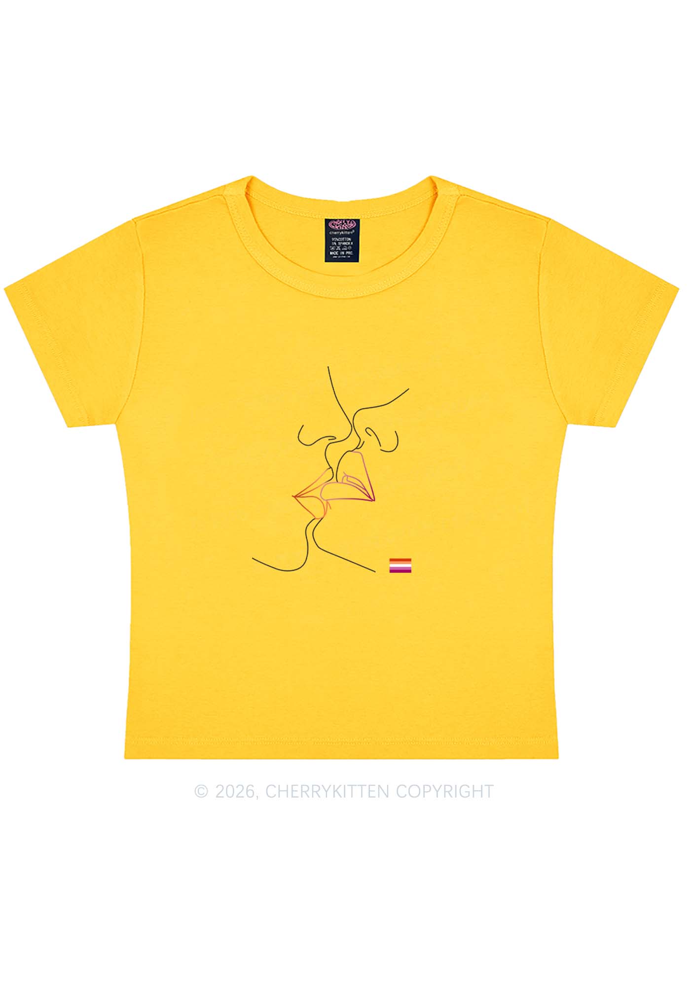 Lesbian Kiss Pride Y2K Baby Tee Cherrykitten