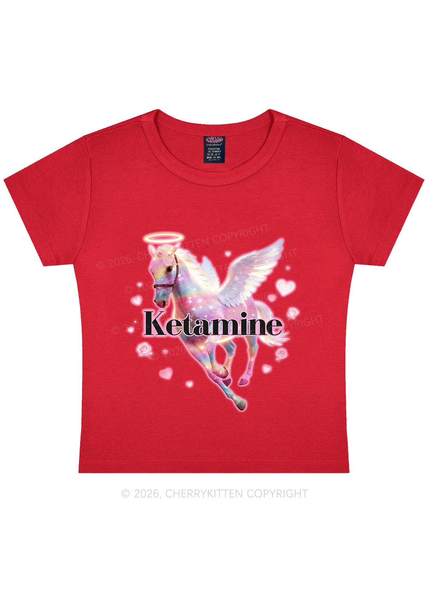 Angel K Horse Valentine's Day Y2K Baby Tee Cherrykitten