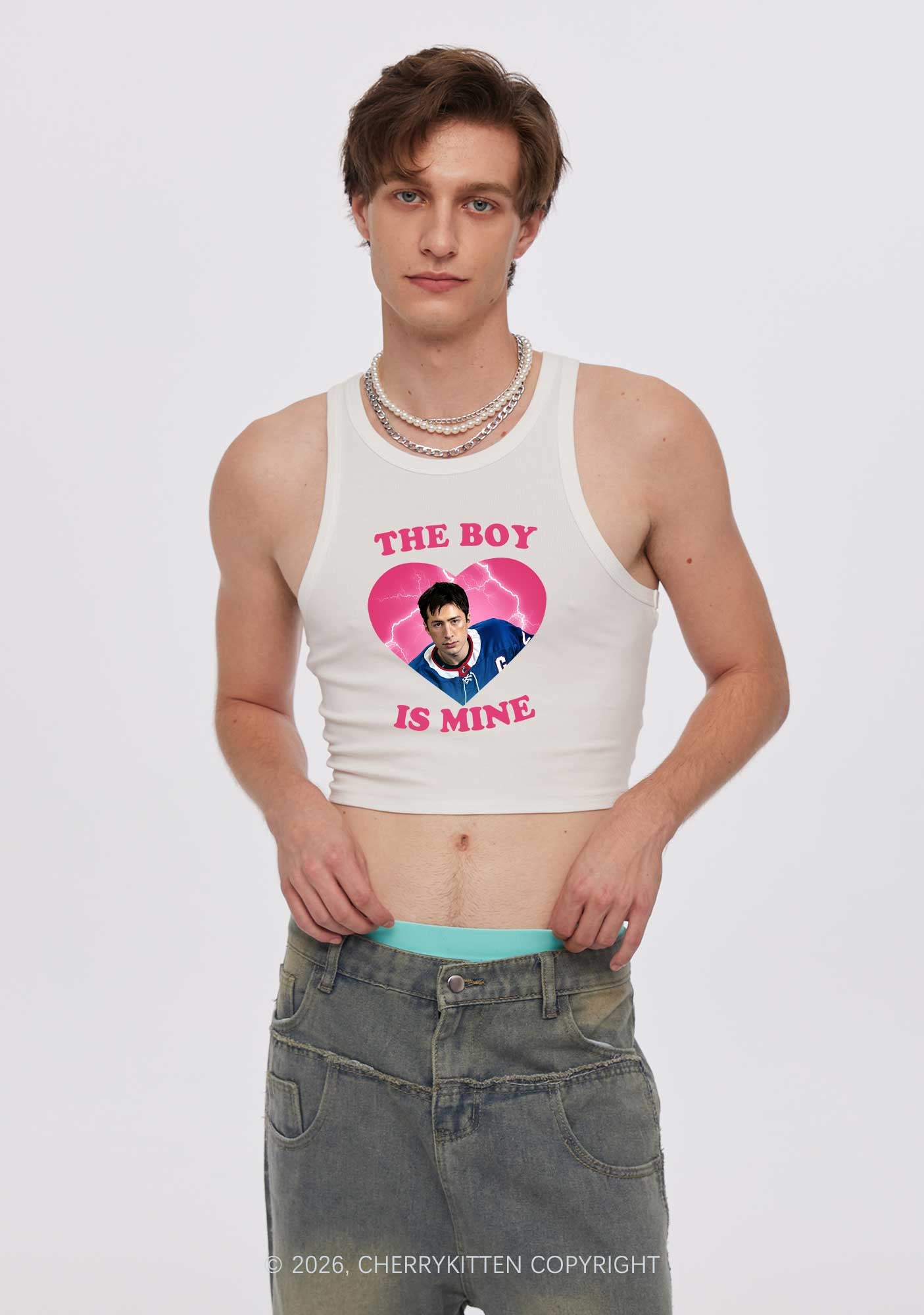 The Boy Is Mine HR Y2K Crop Tank Top Cherrykitten