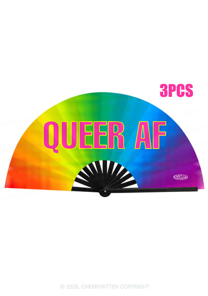 Queer AF Pride Y2K Rave Hand Fan Cherrykitten