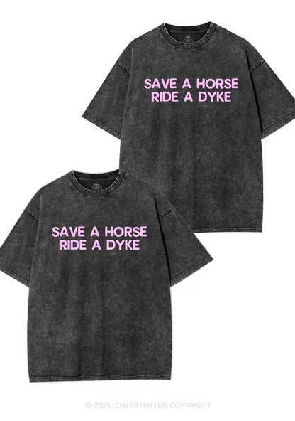 Save Horse Ride Dyke Y2K Valentine's Day Washed Tee Cherrykitten