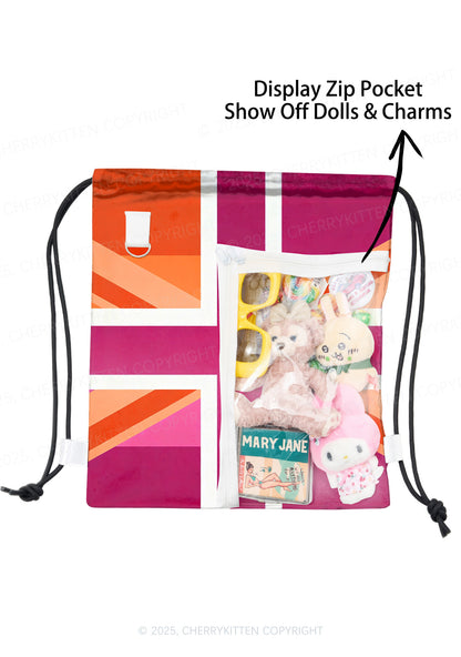 Lesbian Cross Flag Pride Y2K Drawstring Itabag Backpack Cherrykitten