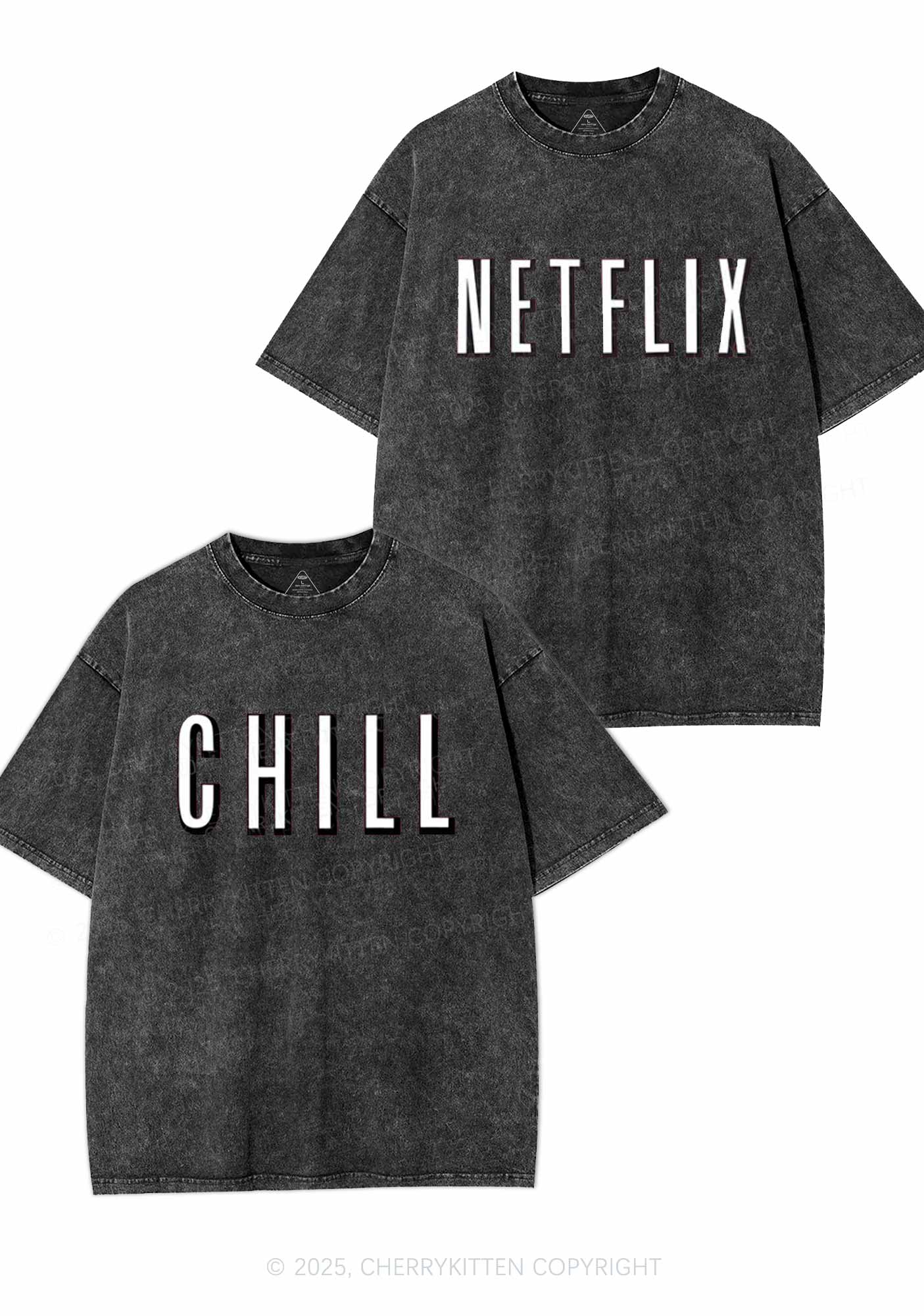 Netflix Chill Y2K Valentine's Day Washed Tee Cherrykitten