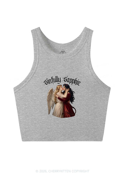 Sinfully Sapphic Pride Y2K Crop Tank Top Cherrykitten
