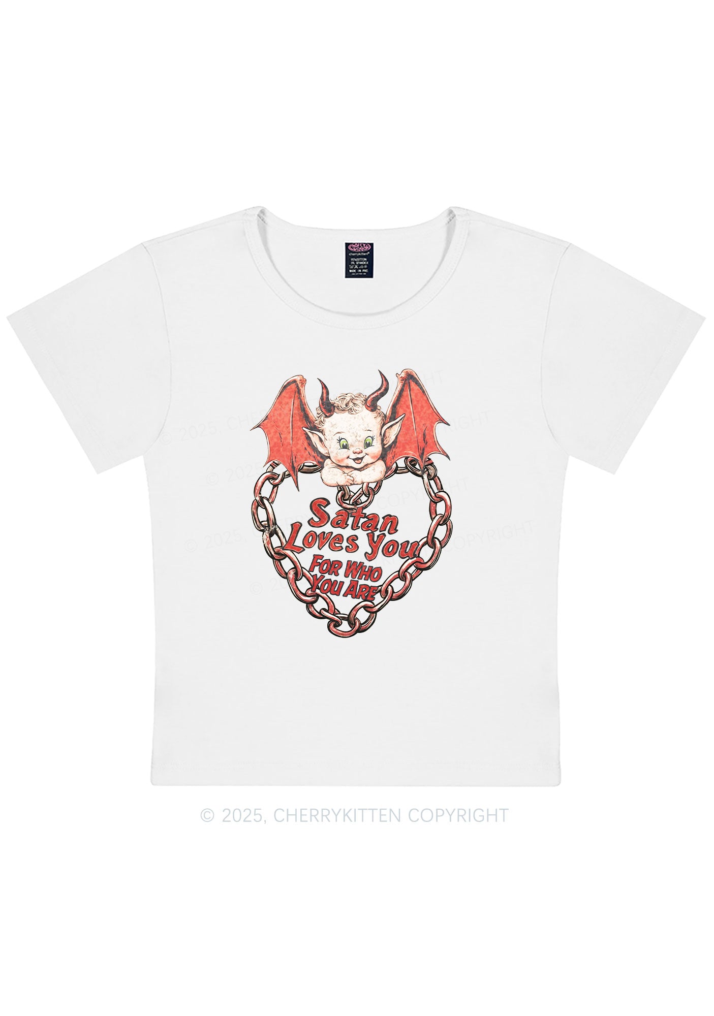 Satan Loves You Y2K Baby Tee Cherrykitten