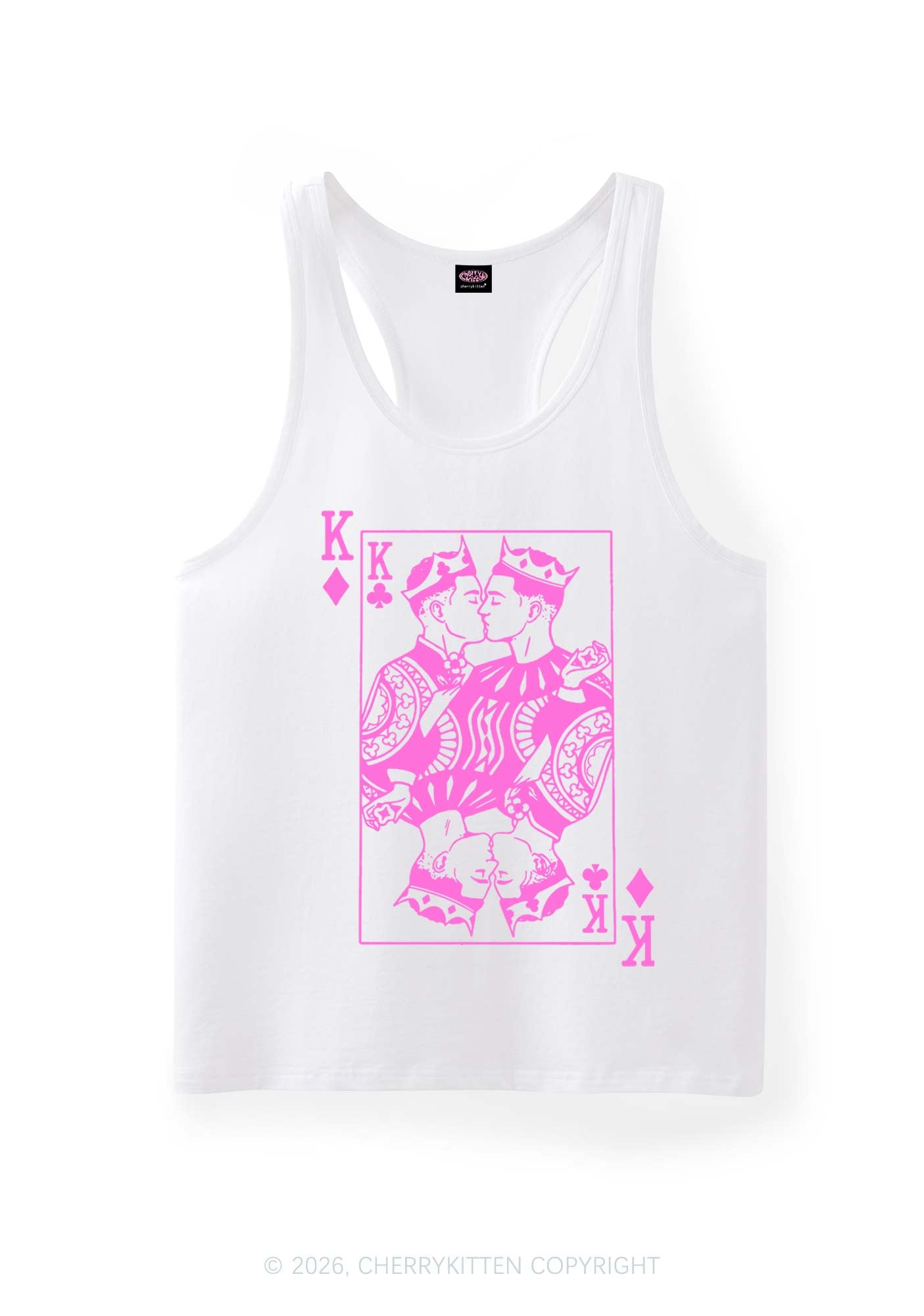 Pink Gay King Pride Y2K Men Racerback Tank Top Cherrykitten