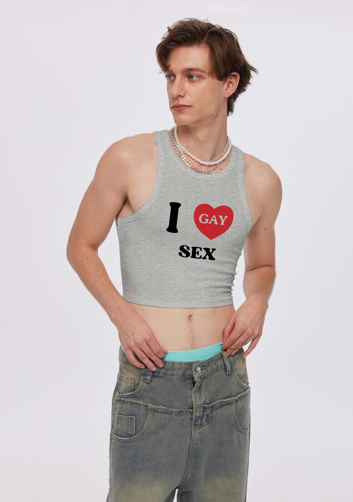 I Love Sx Gay Pride Y2K Crop Tank Top Cherrykitten