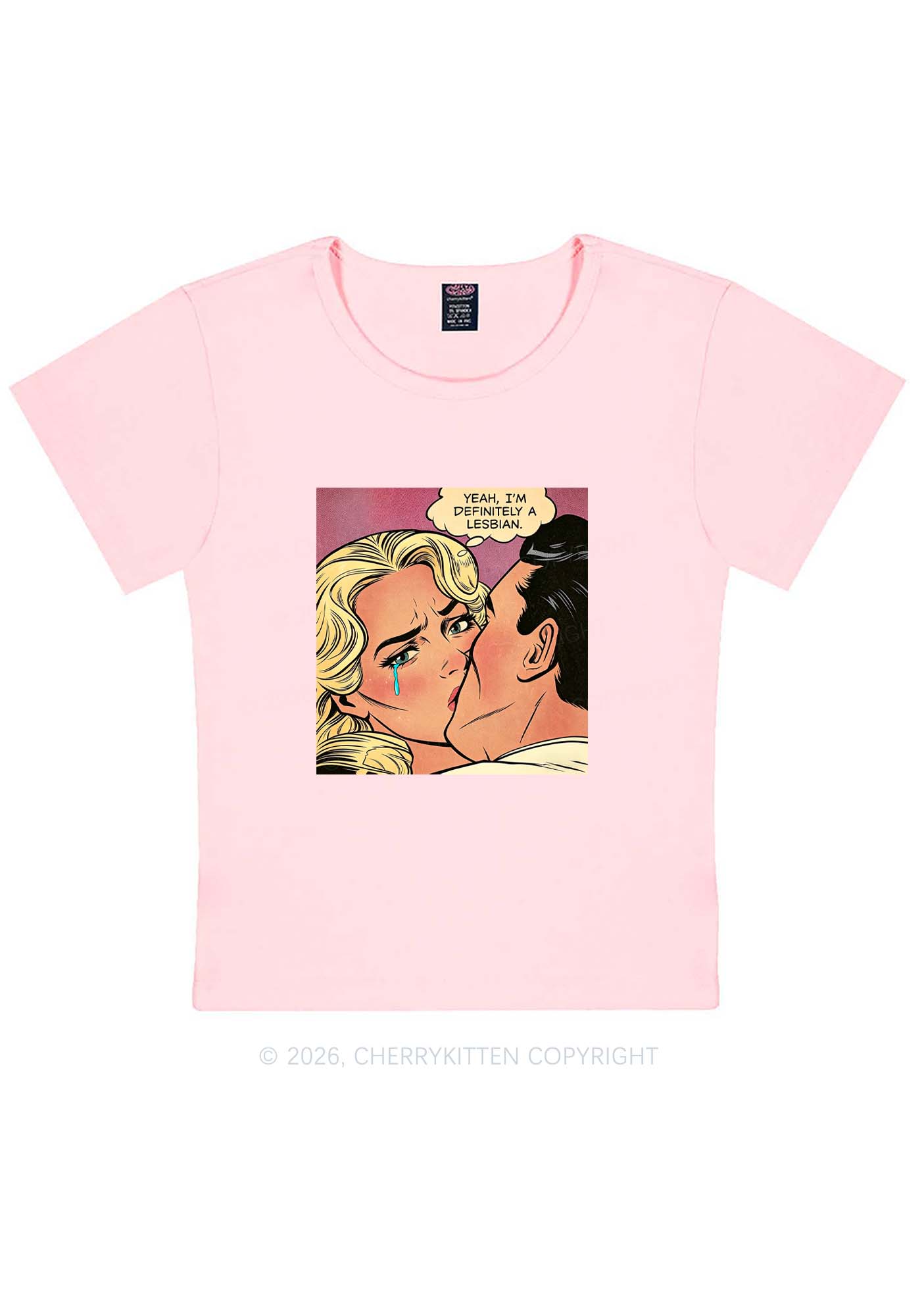 Im Definitely A Lesbian Pride Y2K Baby Tee Cherrykitten