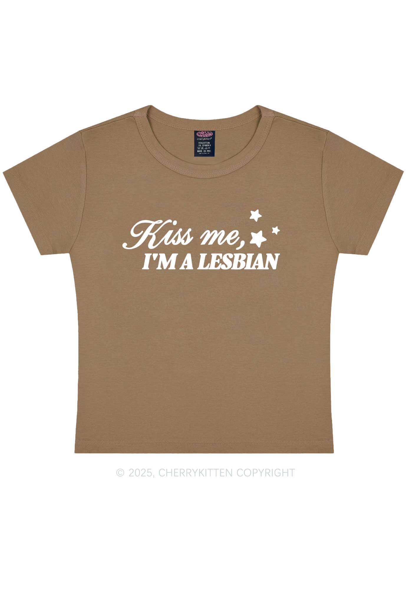 Kiss Me Im Lesbian Pride Y2K Baby Tee Cherrykitten