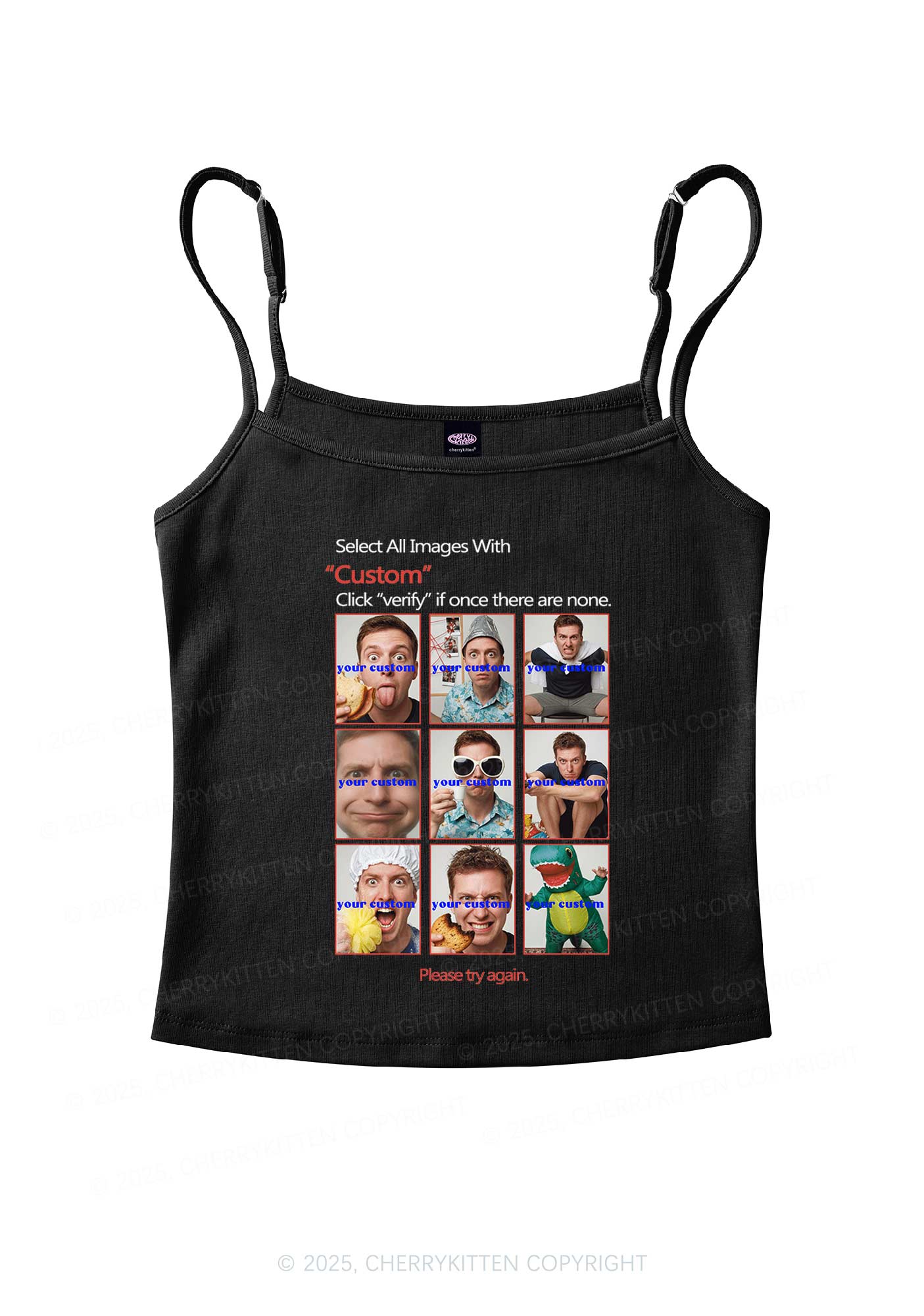 Custom Photo Verification Code Y2K Spaghetti Strap Cami Cherrykitten