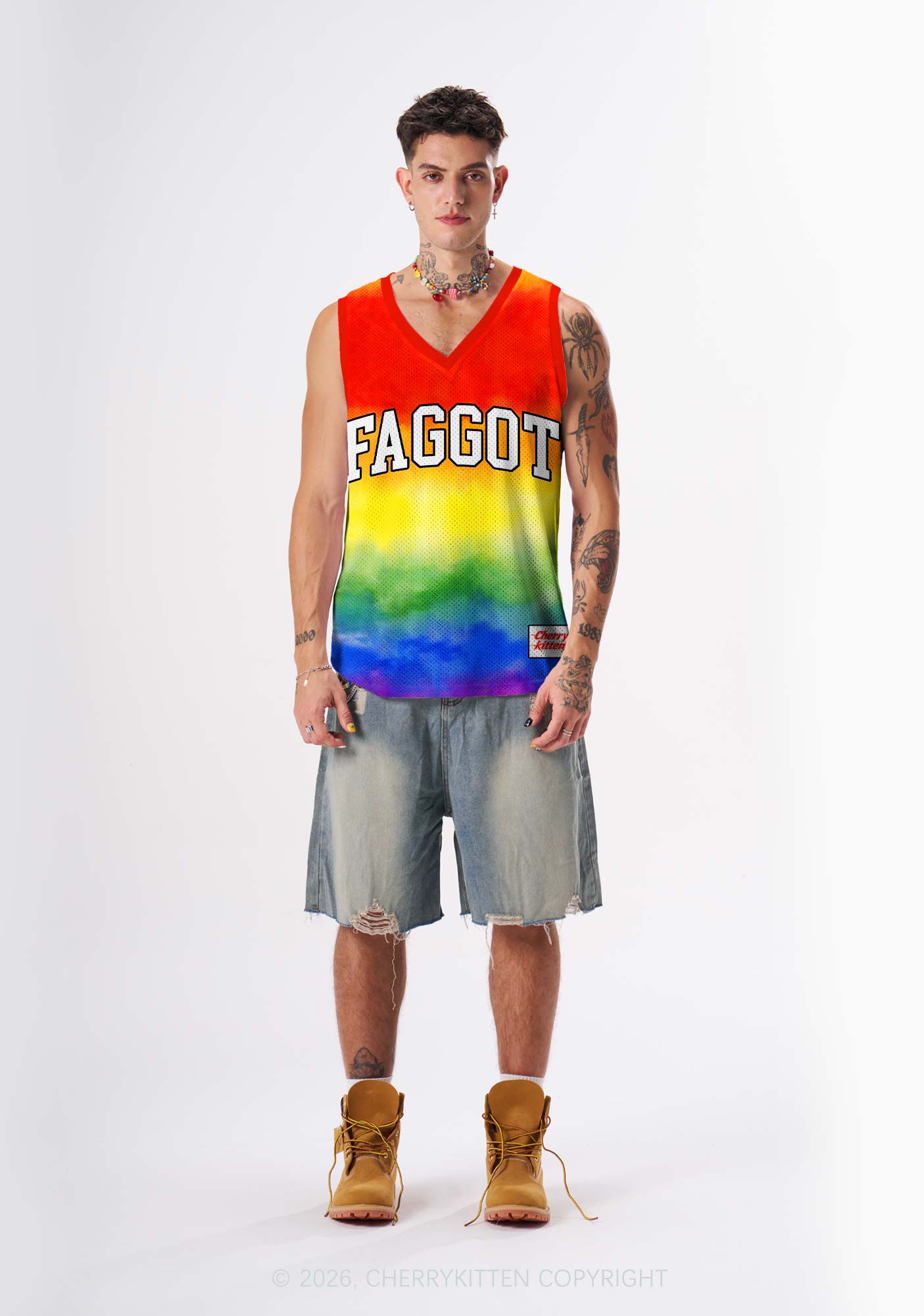 Rainbow Tie Dye Faggot Pride Y2K Sport Jersey Tank Cherrykitten