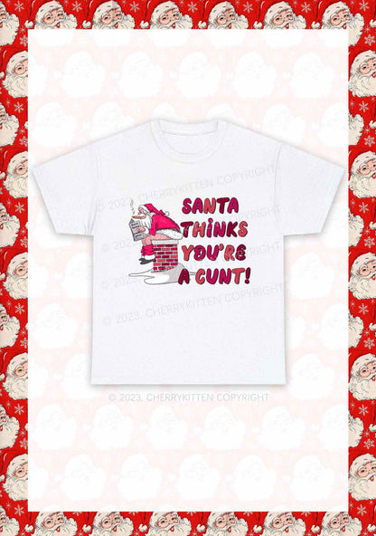 Santa Thinks You're  A Cxxt Y2K Chunky Shirt Cherrykitten