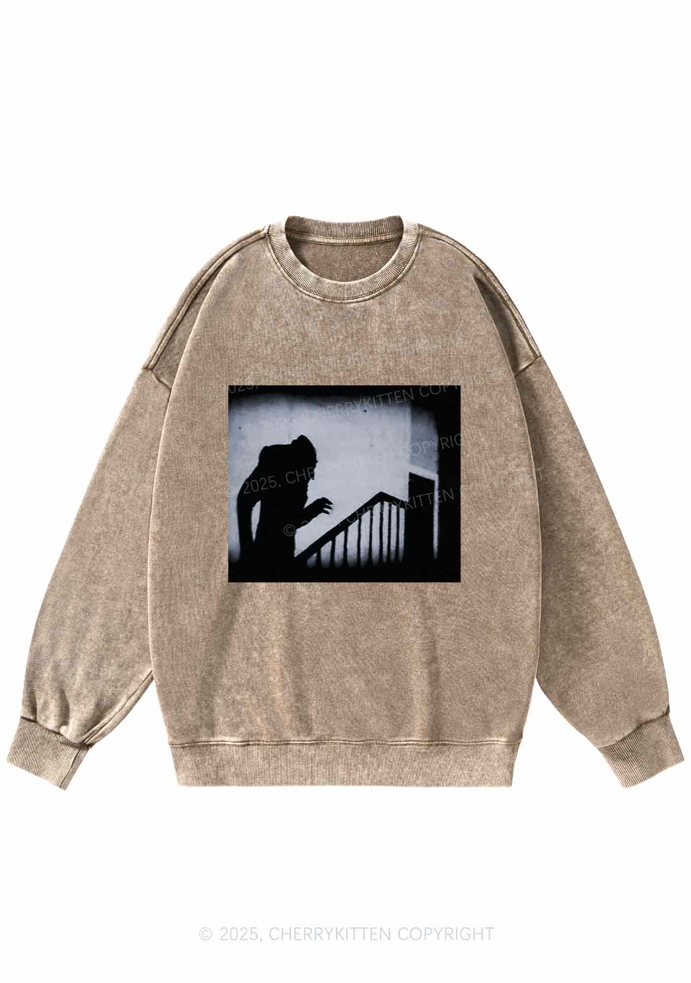 Halloween Stairs Intruder Y2K Washed Sweatshirts Cherrykitten