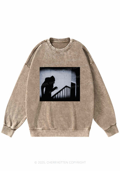 Halloween Stairs Intruder Y2K Washed Sweatshirts Cherrykitten
