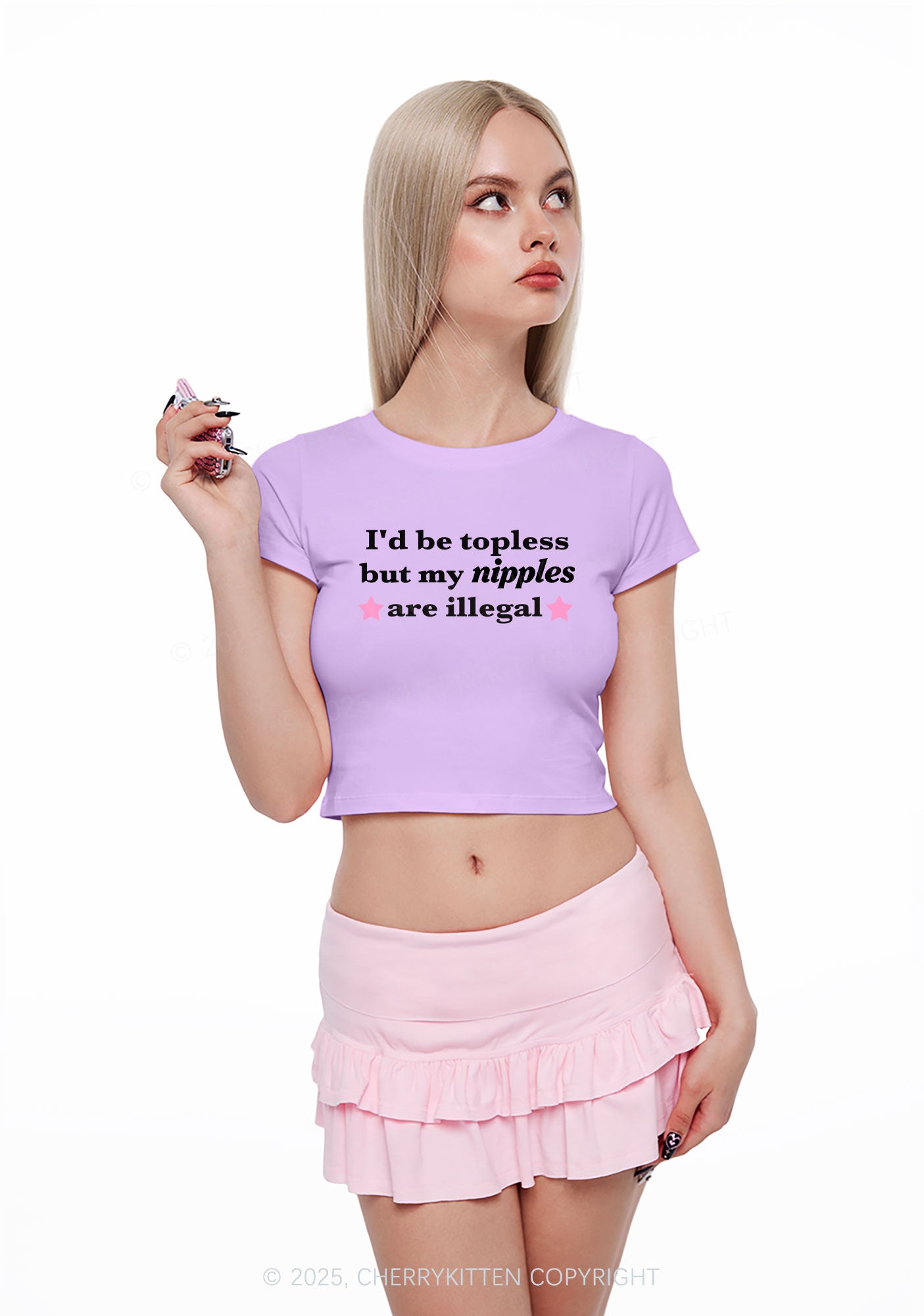 Nixxles Are Illegal Y2K Baby Tee Cherrykitten