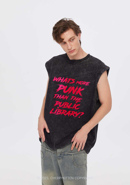 Punk Than Public Library Y2K Washed Muscle Tank Cherrykitten