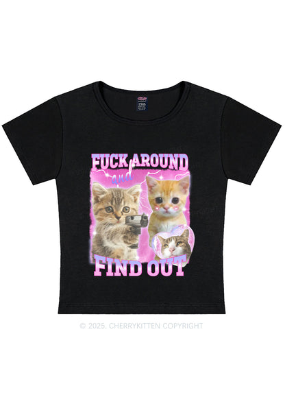 Fxxk Around Cats Y2K Baby Tee Cherrykitten