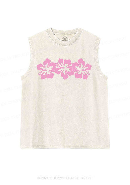 Vintage Hibiscus Flower Y2K Washed Tank Cherrykitten