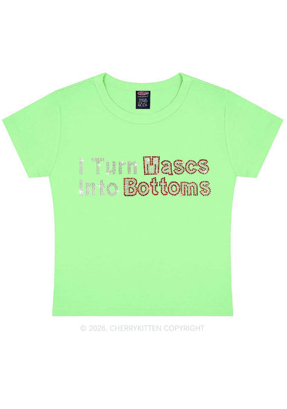 Rhinestone I Turn Mascs Into Bottoms Y2K Baby Tee Cherrykitten