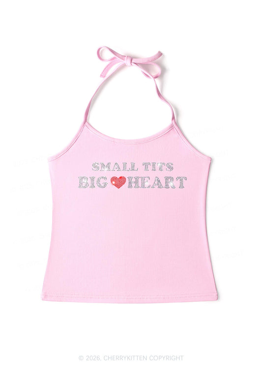 Rhinestone Big Heart Y2K Halter Neck Cami Cherrykitten