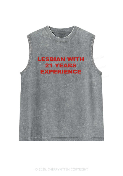 Custom Lesbian Experience Pride Y2K Washed Muscle Tank Cherrykitten