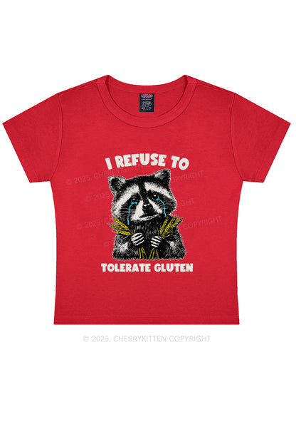 Refuse To Tolerate Gluten Y2K Baby Tee Cherrykitten