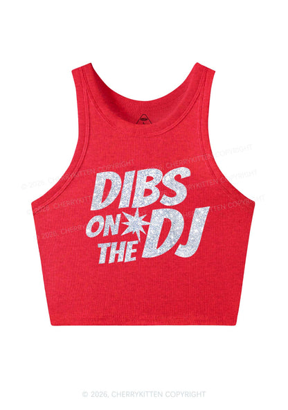 Glitter Dibs On The DJ Y2K Crop Tank Top Cherrykitten