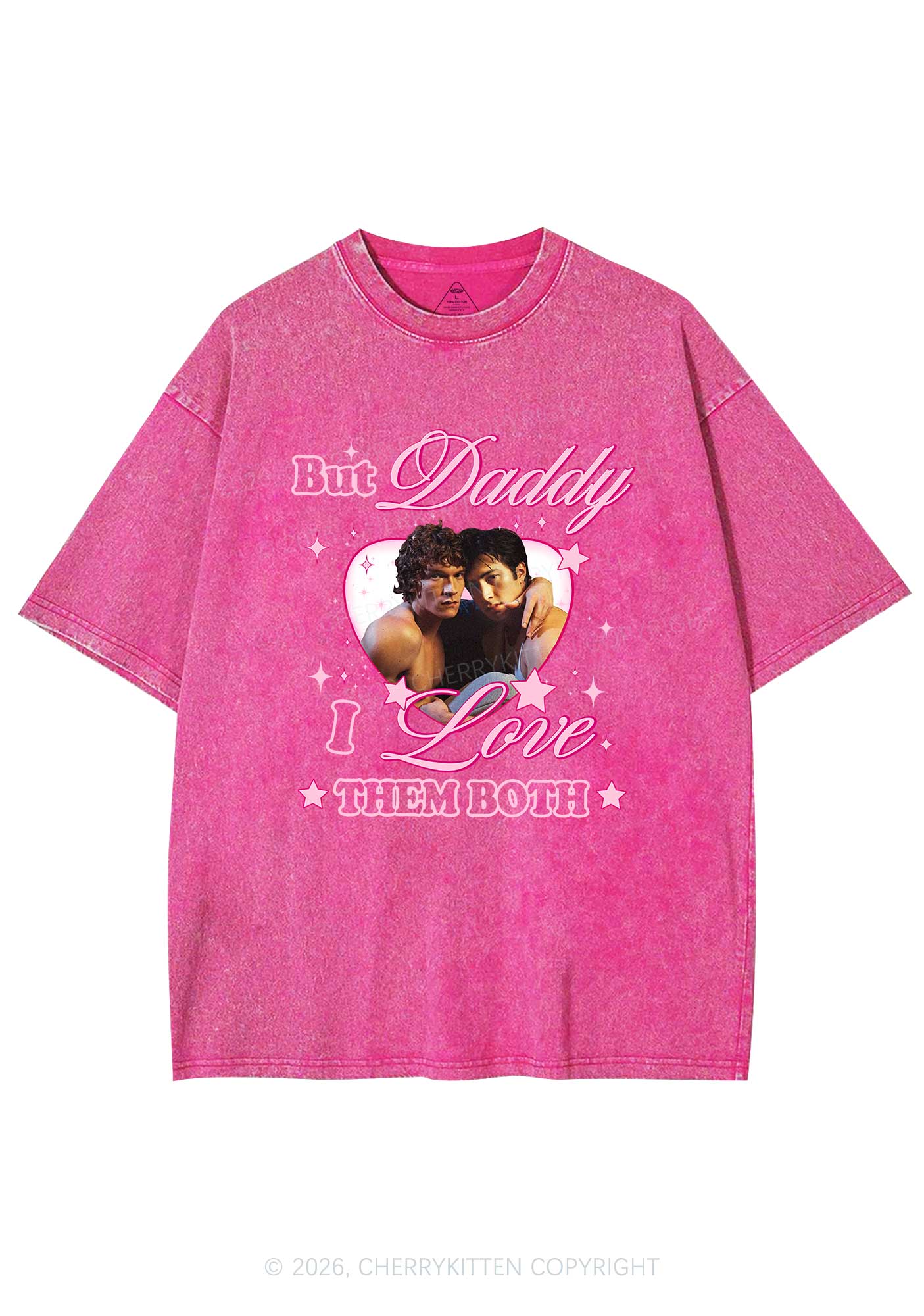 But Daddy I Love Them Both HR Y2K Shirts Washed Tee Cherrykitten